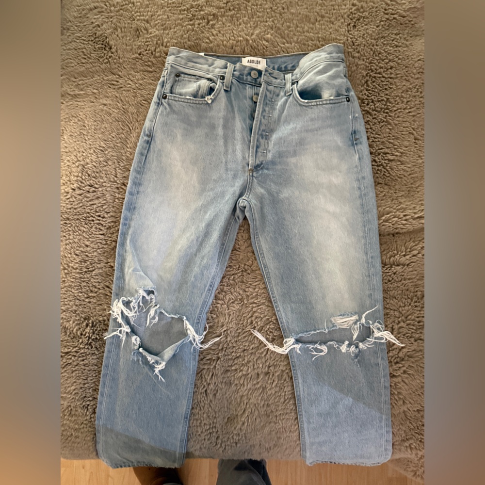 Agolde Light Blue Distressed Boyfriend Jeans